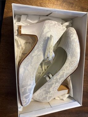 Elegant White Lace Mary Jane Heels(9)